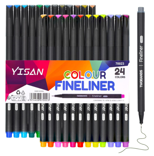 fineliners gekleurd